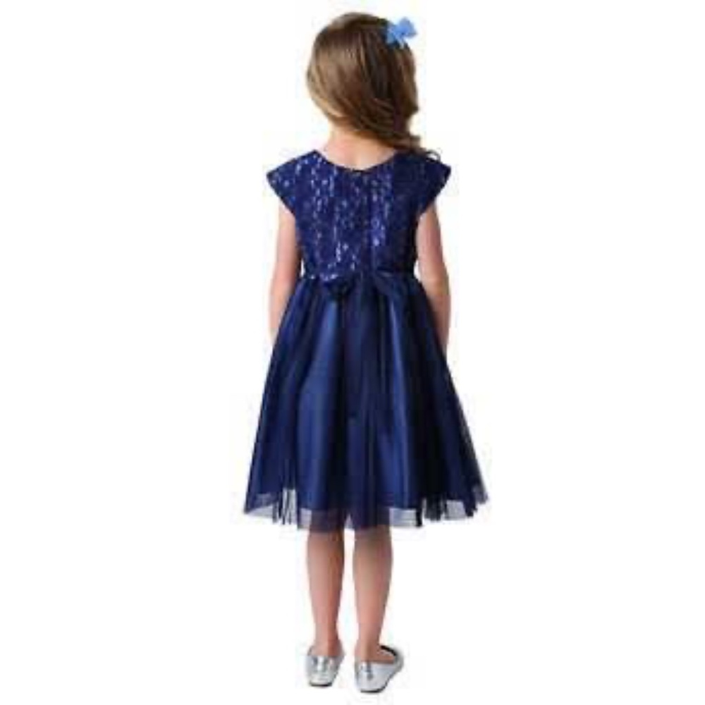BRAND NEW girl Jona Michelle holiday formal navy / blue dress size 5 - Picture 2 of 5